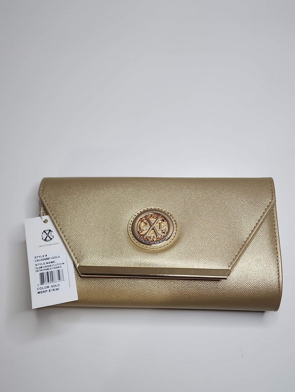 ⭐️NWT CXL by Christian Lacroix Glam Caviar Clutch In Gold w/ Gold, MSRP $78⭐️